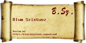 Blum Szixtusz névjegykártya